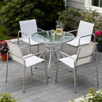 Set of Four Light Gray Steel Sling Outdoor Arm Chairs  Warm Home View