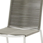 Set of Four Light Brown And Silver Woven Steel Outdoor Dining Chairs  Warm Home View