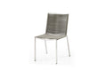 Set of Four Light Brown And Silver Woven Steel Outdoor Dining Chairs  Warm Home View