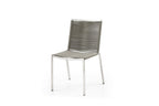 Set of Four Light Brown And Silver Woven Steel Outdoor Dining Chairs  Warm Home View