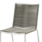 Set of Four Light Brown And Silver Woven Steel Outdoor Dining Chairs  Warm Home View