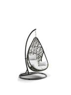 40" Dark Gray Aluminum Outdoor Rocking Egg Chair with White Cushion  Warm Home View