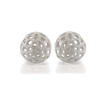 Set of Two White Aluminum Hand Painted Decorative Orbs  Warm Home View