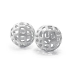 Set of Two White Aluminum Hand Painted Decorative Orbs  Warm Home View