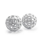 Set of Two White Aluminum Hand Painted Decorative Orbs  Warm Home View