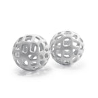 Set of Two White Aluminum Hand Painted Decorative Orbs  Warm Home View