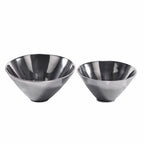 Set of Two Silver Aluminum Round Centerpiece Bowls  Warm Home View