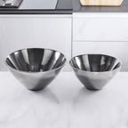 Set of Two Silver Aluminum Round Centerpiece Bowls  Warm Home View