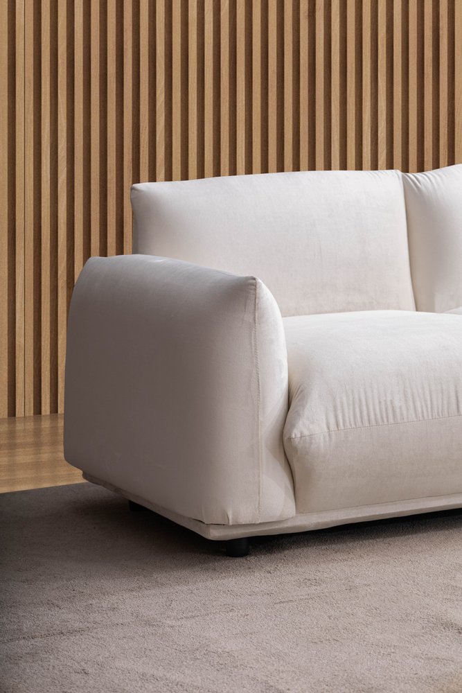 98" White Velvet Sofa  Warm Home View