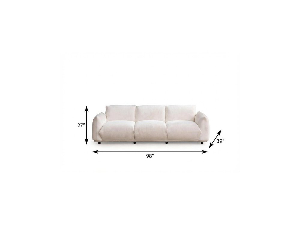 98" White Velvet Sofa  Warm Home View