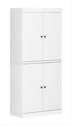 72" White Solid Wood Four Door Pantry Or Storage Closet  Warm Home View