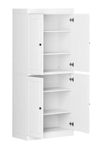 72" White Solid Wood Four Door Pantry Or Storage Closet  Warm Home View