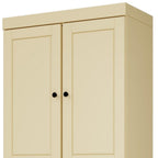 72" Yellow Solid Wood Four Door Pantry Or Storage Closet  Warm Home View