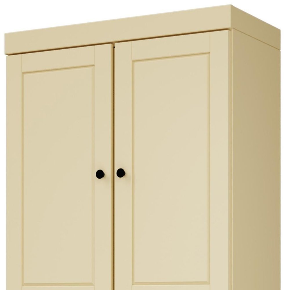 72" Yellow Solid Wood Four Door Pantry Or Storage Closet  Warm Home View