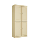 72" Yellow Solid Wood Four Door Pantry Or Storage Closet  Warm Home View