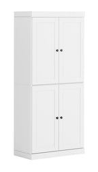 72" White Solid Wood Four Door Pantry Or Storage Closet  Warm Home View