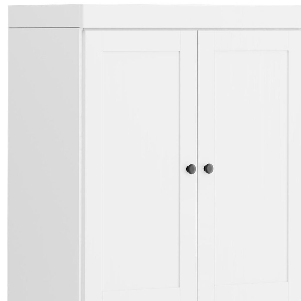 72" White Solid Wood Four Door Pantry Or Storage Closet  Warm Home View