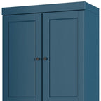 72" Teal Blue Solid Wood Four Door Two Drawer Pantry Or Storage Closet  Warm Home View