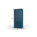72" Teal Blue Solid Wood Four Door Two Drawer Pantry Or Storage Closet  Warm Home View