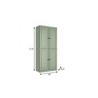 72" Sage Solid Wood Four Door Two Drawer Pantry Or Storage Closet  Warm Home View