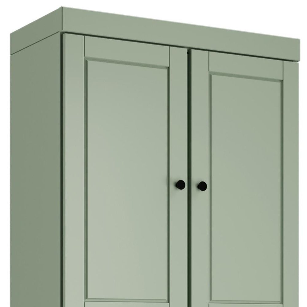 72" Sage Solid Wood Four Door Two Drawer Pantry Or Storage Closet  Warm Home View