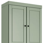 72" Sage Solid Wood Four Door Two Drawer Pantry Or Storage Closet  Warm Home View