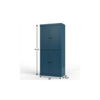 72" Teal Blue Solid Wood Four Door Two Drawer Pantry Or Storage Closet  Warm Home View
