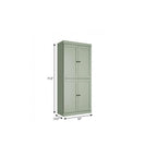 72" Sage Solid Wood Four Door Two Drawer Pantry Or Storage Closet  Warm Home View