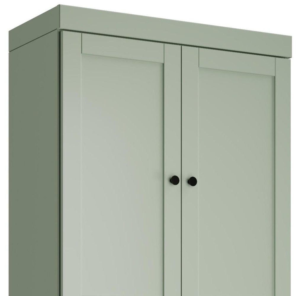 72" Sage Solid Wood Four Door Two Drawer Pantry Or Storage Closet  Warm Home View