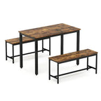Rustic Brown Bench Dining Table Set Wood/Steel 3-Piece  Warm Home View