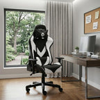 White and Black Adjustable Height Swivel Rolling Gaming Chair  Warm Home View