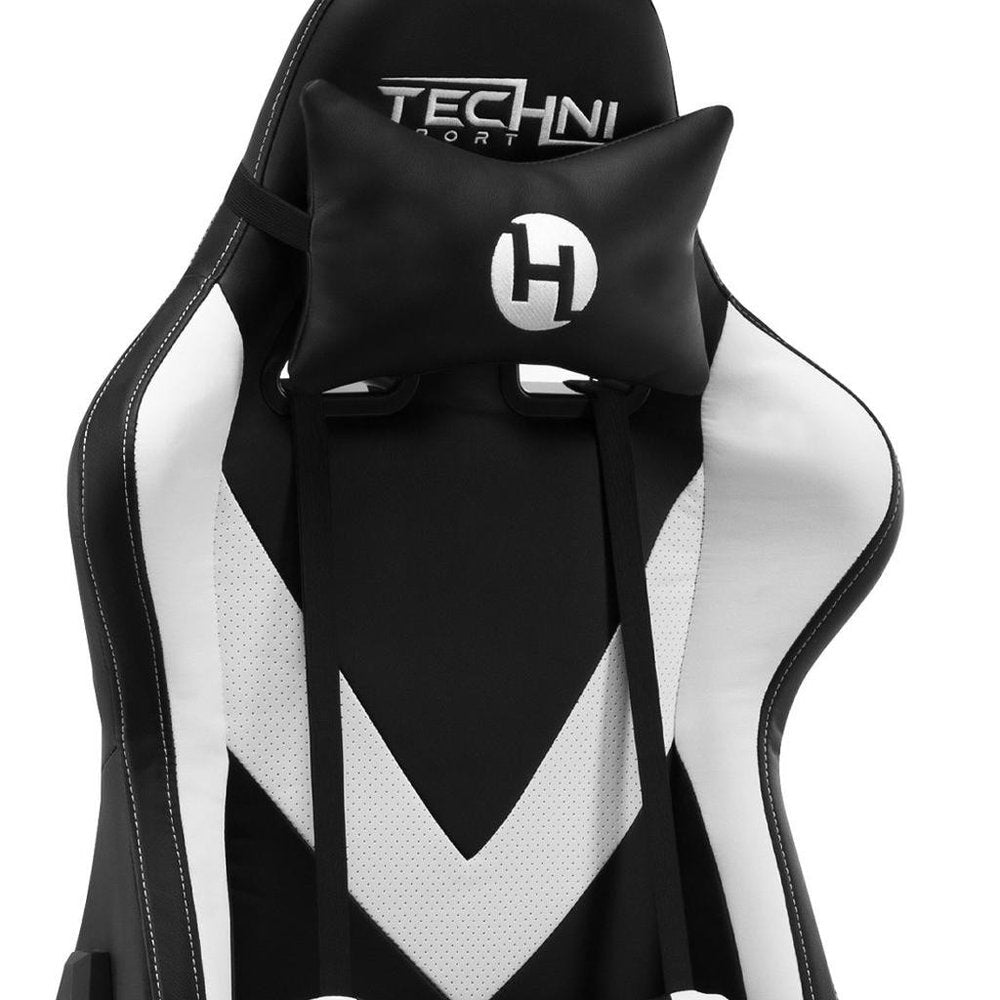 White and Black Adjustable Height Swivel Rolling Gaming Chair  Warm Home View