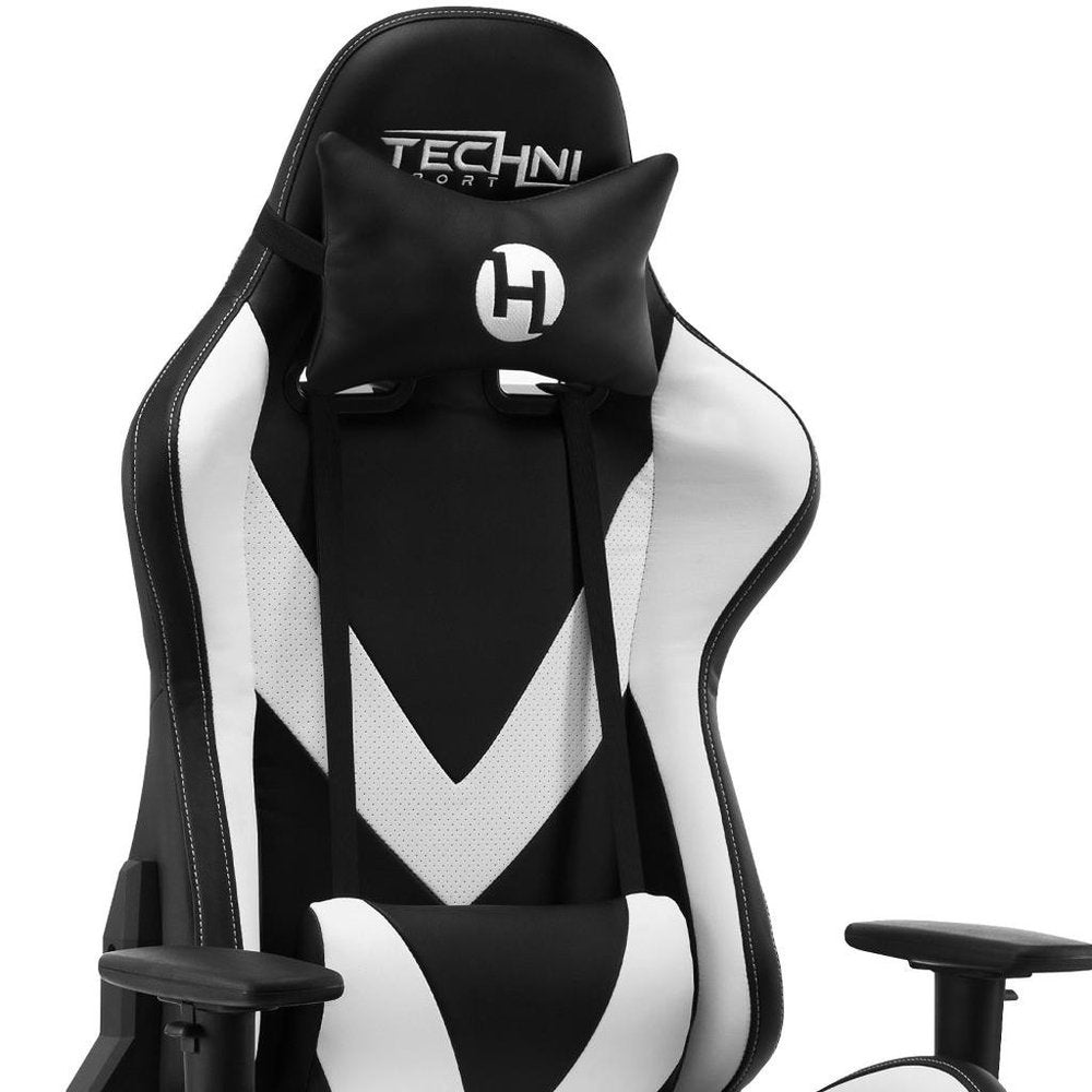 White and Black Adjustable Height Swivel Rolling Gaming Chair  Warm Home View