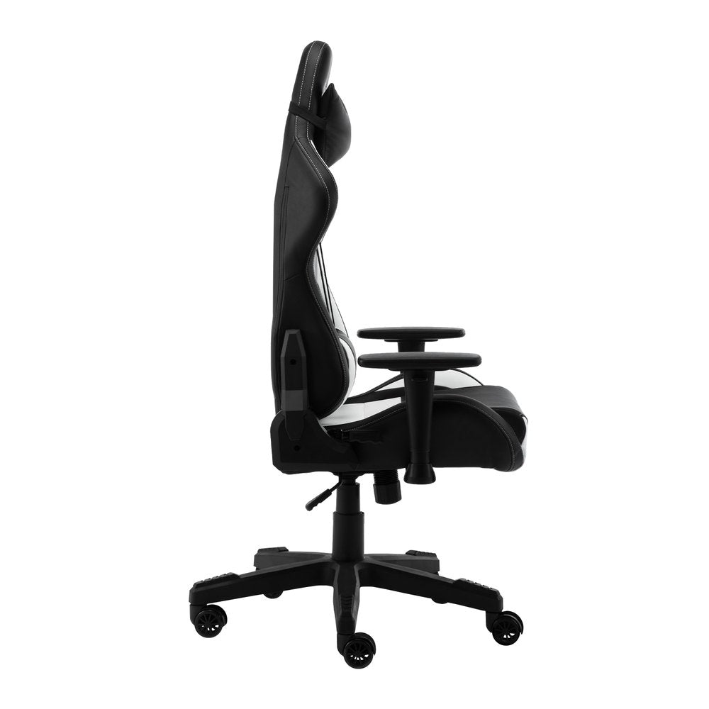 White and Black Adjustable Height Swivel Rolling Gaming Chair  Warm Home View