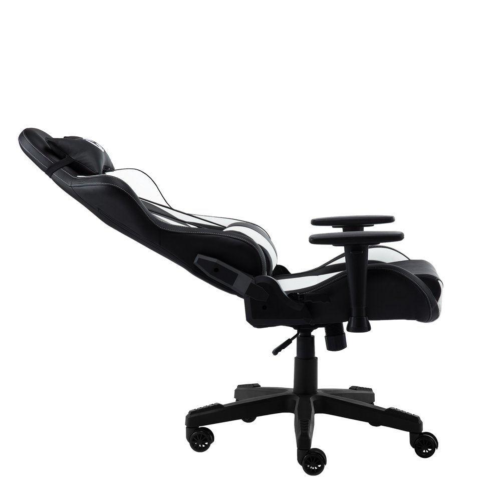 White and Black Adjustable Height Swivel Rolling Gaming Chair  Warm Home View