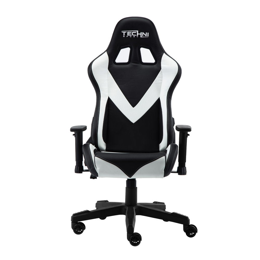 White and Black Adjustable Height Swivel Rolling Gaming Chair  Warm Home View