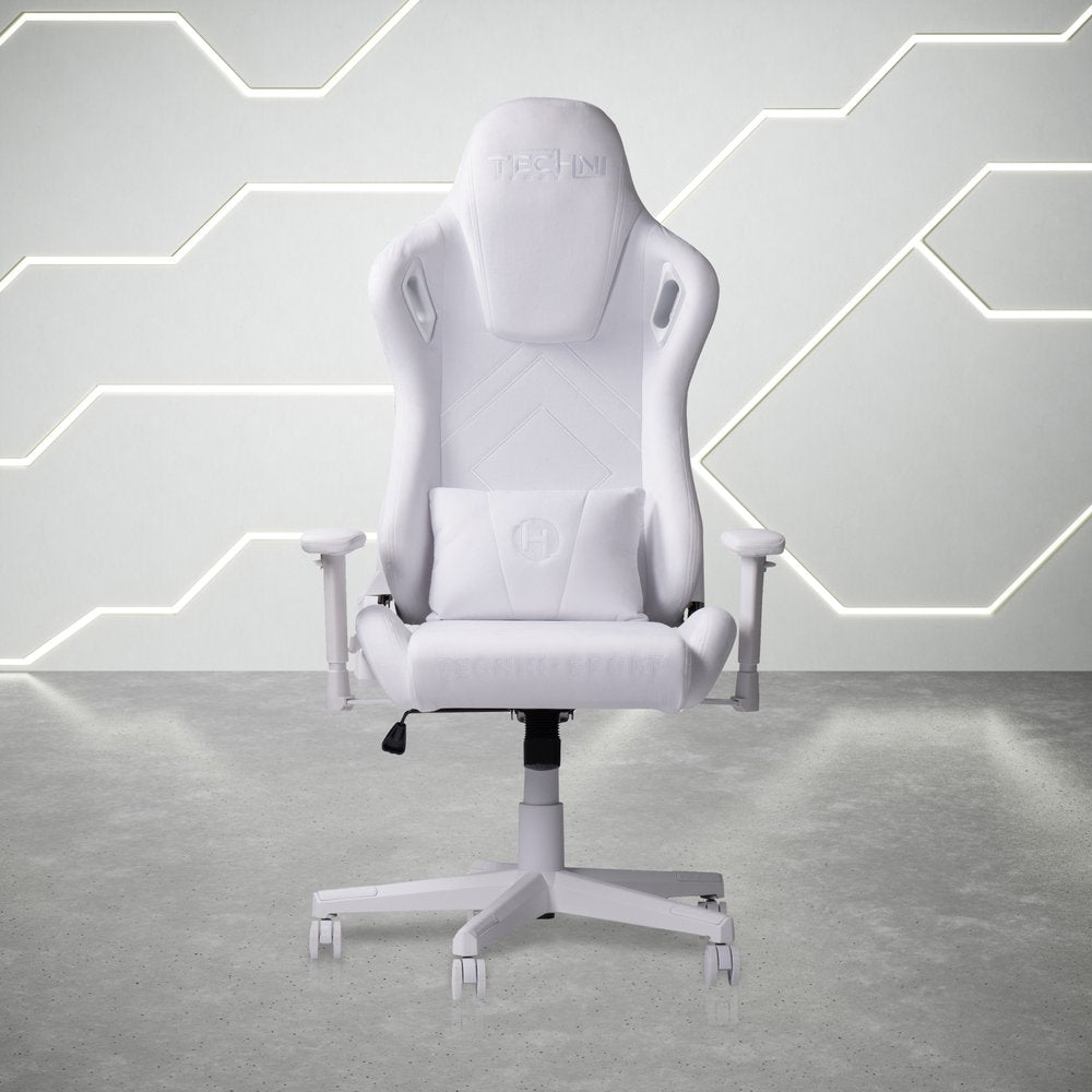 White Adjustable Height Swivel Rolling Gaming Chair  Warm Home View