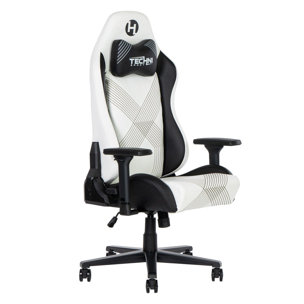 White and Black Adjustable Height Swivel Rolling Gaming Chair  Warm Home View