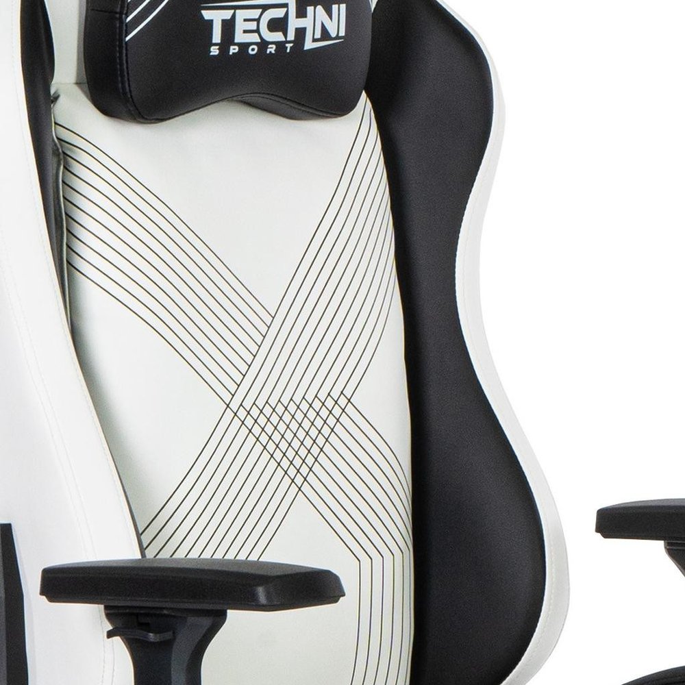 White and Black Adjustable Height Swivel Rolling Gaming Chair  Warm Home View