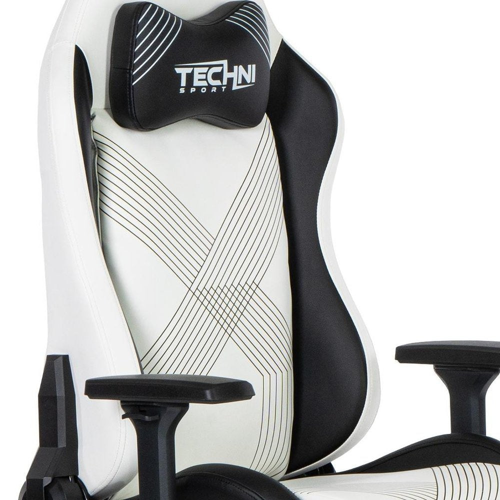 White and Black Adjustable Height Swivel Rolling Gaming Chair  Warm Home View