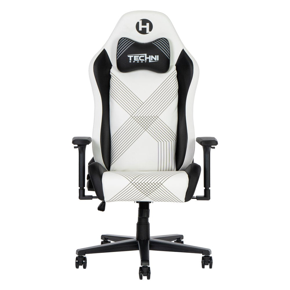 White and Black Adjustable Height Swivel Rolling Gaming Chair  Warm Home View