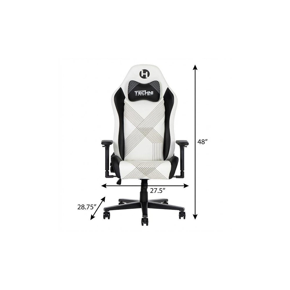 White and Black Adjustable Height Swivel Rolling Gaming Chair  Warm Home View