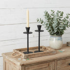Set of Two Black Metal Floor Taper Candlesticks  Warm Home View