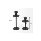 Set of Two Black Metal Floor Taper Candlesticks  Warm Home View