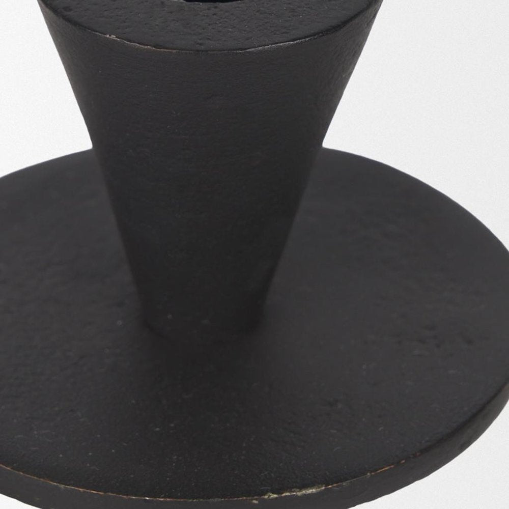 Set of Two Black Metal Floor Taper Candlesticks  Warm Home View