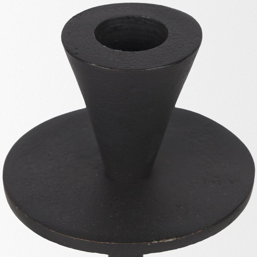 Set of Two Black Metal Floor Taper Candlesticks  Warm Home View