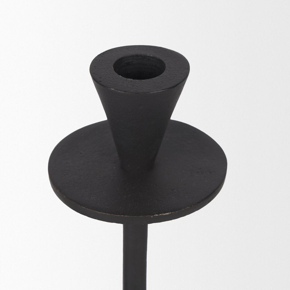 Set of Two Black Metal Floor Taper Candlesticks  Warm Home View