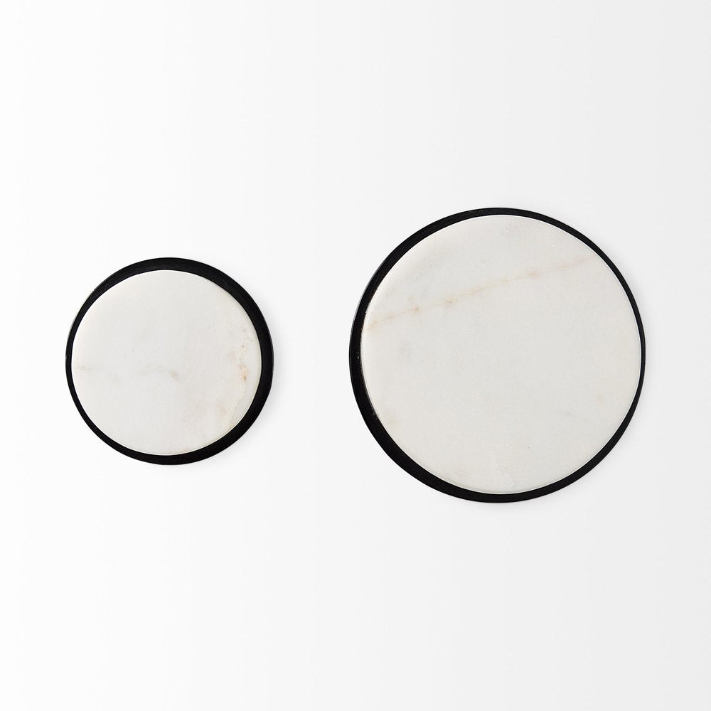 Set of Two White Marble Sphere Decorative Wall Sculpture  Warm Home View