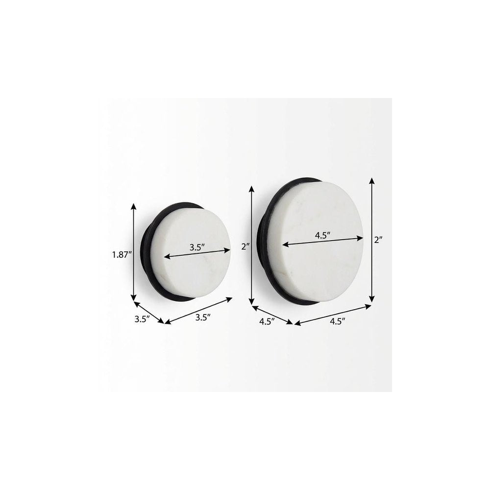 Set of Two White Marble Sphere Decorative Wall Sculpture  Warm Home View