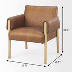 Set of Three 30" Brown Leather Arm Chair  Warm Home View